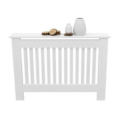 ECD Germany Cubierta del Radiador - 112x19x82 cm - MDF Blanco Lacado - Estilo Rústico ECD Germany Cubierta del Radiador - 112x19x82 cm - MDF Blanco Lacado - Estilo Rústico