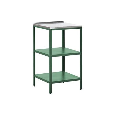 BELIANI Isla De Cocina De Jardín Exterior Con Estantes Y Encimera De Acero Inoxidable Verde Vilama BELIANI Isla De Cocina De Jardín Exterior Con Estantes Y Encimera De Acero Inoxidable Verde Vilama