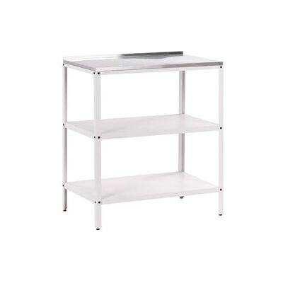BELIANI Isla De Cocina De Jardín Exterior Con Estantes Y Encimera De Acero Inoxidable 80x50x92 Cm Blanco Vilama BELIANI Isla De Cocina De Jardín Exterior Con Estantes Y Encimera De Acero Inoxidable 80x50x92 Cm Blanco Vilama