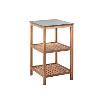 BELIANI Isla De Cocina Exterior Para Jardín De Madera De Acacia 2 Estantes 50 X 50 X 83 Cm Encimera De Acero Marrón Brucoli BELIANI Isla De Cocina Exterior Para Jardín De Madera De Acacia 2 Estantes 50 X 50 X 83 Cm Encimera De Acero Marrón Brucoli