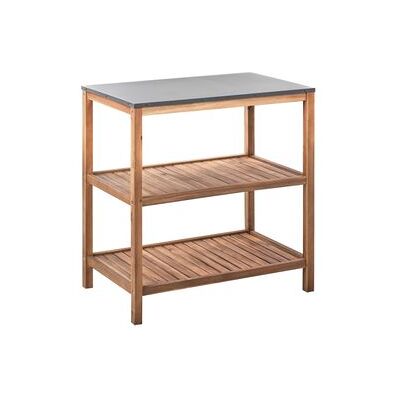 BELIANI Isla De Cocina Exterior Para Jardín De Madera De Acacia 2 Estantes 80 X 50 X 83 Cm Encimera De Acero Marrón Brucoli BELIANI Isla De Cocina Exterior Para Jardín De Madera De Acacia 2 Estantes 80 X 50 X 83 Cm Encimera De Acero Marrón Brucoli