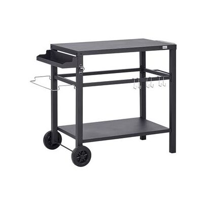 BELIANI Carrito De Cocina De Jardín Con Ruedas Carrito De Servicio Exterior Negro Staletti BELIANI Carrito De Cocina De Jardín Con Ruedas Carrito De Servicio Exterior Negro Staletti