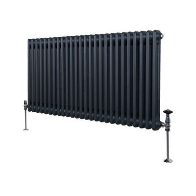 MONSTERSHOP Radiador Tradicional 2 Columnas Calefacción Central Horizontal Gris Antracita 600x1192mm MONSTERSHOP Radiador Tradicional 2 Columnas Calefacción Central Horizontal Gris Antracita 600x1192mm