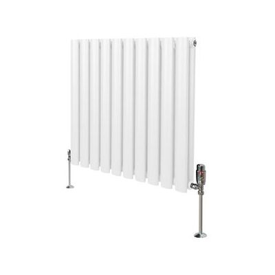 Radiador de columna ovalada blanca MonsterShop 600mm x 600mm y válvulas TRV Radiador de columna ovalada blanca MonsterShop 600mm x 600mm y válvulas TRV
