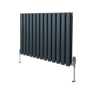 MonsterShop - Radiador de columna ovalada gris antracita 600mm x 780mm y válvulas TRV MonsterShop - Radiador de columna ovalada gris antracita 600mm x 780mm y válvulas TRV