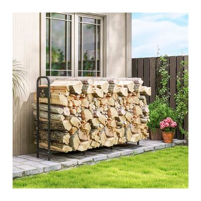 Leñero Exterior De Acero 200x30x120 Cm - Outsunny. Negro Leñero Exterior De Acero 200x30x120 Cm - Outsunny. Negro