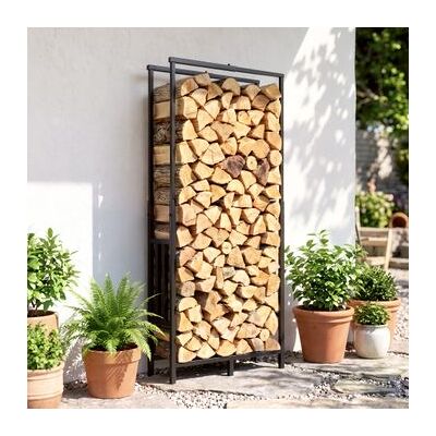 Leñero Exterior De Acero 45,5-75,5x25x98-170 Cm-outsunny. Negro Leñero Exterior De Acero 45,5-75,5x25x98-170 Cm-outsunny. Negro