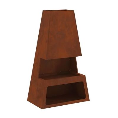 Vidaxl - Fogata con Almacenamiento de Troncos 60x35x100 cm Acero Resistente a la Intemperie Vidaxl - Fogata con Almacenamiento de Troncos 60x35x100 cm Acero Resistente a la Intemperie