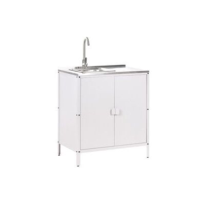 BELIANI Cocina Exterior De Acero Con Fregadero Monomando 2 Puertas En Acero Inoxidable Blanco Vilama BELIANI Cocina Exterior De Acero Con Fregadero Monomando 2 Puertas En Acero Inoxidable Blanco Vilama