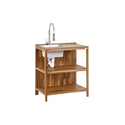 BELIANI Isla De Cocina Exterior De Madera De Acacia Con Fregadero Y Grifo Estantes 50 X 80 X 90 Cm Encimera De Madera Maciza Acero Inoxidable Marrón Y Plateado Venosa BELIANI Isla De Cocina Exterior De Madera De Acacia Con Fregadero Y Grifo Estantes 50 X 80 X 90 Cm Encimera De Madera Maciza Acero Inoxidable Marrón Y Plateado Venosa
