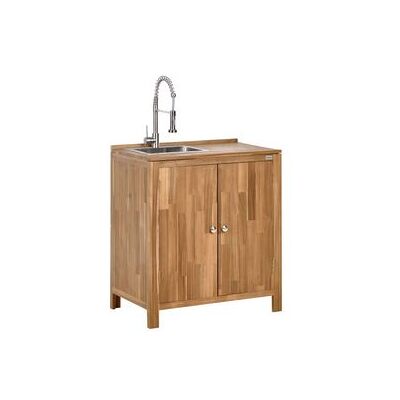 BELIANI Armario De Cocina Exterior De Madera De Acacia 2 Estantes 50 X 80 X 90 Cm Encimera De Madera Maciza Fregadero Grifo De Acero Inoxidable Marrón Y Plateado Venosa BELIANI Armario De Cocina Exterior De Madera De Acacia 2 Estantes 50 X 80 X 90 Cm Encimera De Madera Maciza Fregadero Grifo De Acero Inoxidable Marrón Y Plateado Venosa