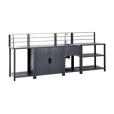 BELIANI Conjunto De Cocina Exterior De 4 Piezas Armario De Aluminio Armario E Isla Con Fregadero Gris Grafito Viggiano BELIANI Conjunto De Cocina Exterior De 4 Piezas Armario De Aluminio Armario E Isla Con Fregadero Gris Grafito Viggiano