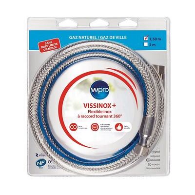 Manguera de gas de acero inoxidable Wpro Tnv150 - 1,5 m, giratoria 360° Manguera de gas de acero inoxidable Wpro Tnv150 - 1,5 m, giratoria 360°