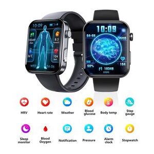 FENGWEN Reloj Inteligente Con Pantalla De 2,1 Pulgadas, Bluetooth, Llamadas, Monitoreo De Salud, Ip67, Resistente Al Agua, Color Negro FENGWEN Reloj Inteligente Con Pantalla De 2,1 Pulgadas, Bluetooth, Llamadas, Monitoreo De Salud, Ip67, Resistente Al Agua, Color Negro