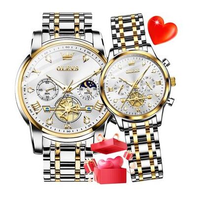 VEAXIN Reloj De Pareja Reloj De Cuarzo Conjunto De Diamantes A Juego Reloj Cronógrafo Romántico(blanco) VEAXIN Reloj De Pareja Reloj De Cuarzo Conjunto De Diamantes A Juego Reloj Cronógrafo Romántico(blanco)
