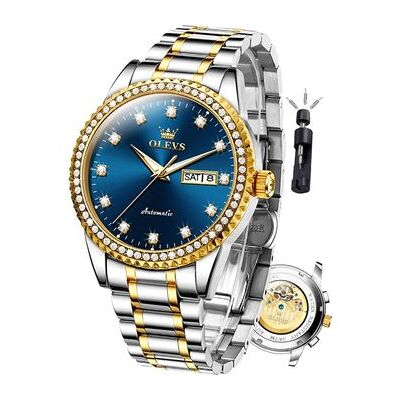 VEAXIN Reloj Mecánico Para Hombre Reloj Hueco Impermeable Para Hombre(plata Oro-azul) VEAXIN Reloj Mecánico Para Hombre Reloj Hueco Impermeable Para Hombre(plata Oro-azul)