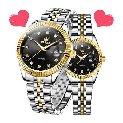 VEAXIN Reloj De Pareja De Acero Inoxidable Resistente Al Agua De Cuarzo Con Fecha Romántica(negro) VEAXIN Reloj De Pareja De Acero Inoxidable Resistente Al Agua De Cuarzo Con Fecha Romántica(negro)