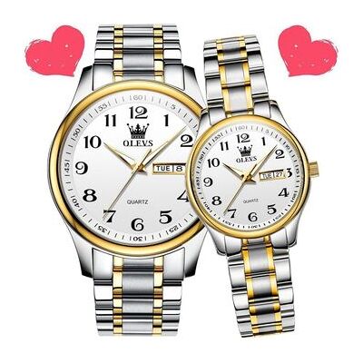 VEAXIN Reloj De Pareja De Acero Inoxidable Resistente Al Agua De Cuarzo Con Fecha Romántica(oro) VEAXIN Reloj De Pareja De Acero Inoxidable Resistente Al Agua De Cuarzo Con Fecha Romántica(oro)