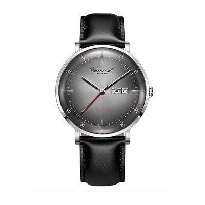 VEAXIN Reloj Automático Para Hombre Con Fecha Y Correa De Piel - Gris Plateado VEAXIN Reloj Automático Para Hombre Con Fecha Y Correa De Piel - Gris Plateado