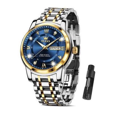 VEAXIN Reloj De Cuarzo Luminoso Resistente Al Agua Clásico Para Hombre(oro Y Azul) VEAXIN Reloj De Cuarzo Luminoso Resistente Al Agua Clásico Para Hombre(oro Y Azul)