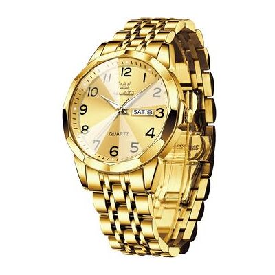 VEAXIN Reloj Con Fecha De Acero Inoxidable Resistente Al Agua, Luminoso, De Cuarzo, Con Diamantes, Unisex, Con Esfera Grande(oro) VEAXIN Reloj Con Fecha De Acero Inoxidable Resistente Al Agua, Luminoso, De Cuarzo, Con Diamantes, Unisex, Con Esfera Grande(oro)