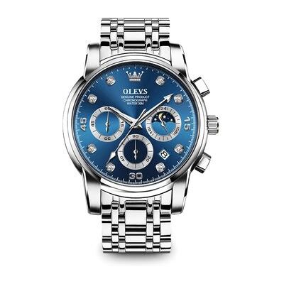 VEAXIN Reloj De Pulsera Para Hombre Con Esfera Grande, Multifuncional, Resistente Al Agua, De Acero Inoxidable, Luminoso, Con Fase Lunar Y Esfera De Diamantes(plata) VEAXIN Reloj De Pulsera Para Hombre Con Esfera Grande, Multifuncional, Resistente Al Agua, De Acero Inoxidable, Luminoso, Con Fase Lunar Y Esfera De Diamantes(plata)
