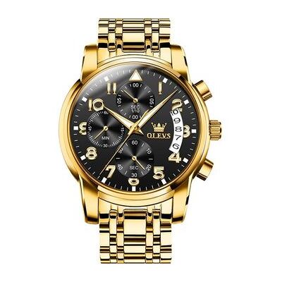 VEAXIN Reloj De Cuarzo Con Diamantes Y Fecha Resistente Al Agua Y Fácil De Leer Con Esfera Grande De Acero Inoxidable Para Hombre(oro) VEAXIN Reloj De Cuarzo Con Diamantes Y Fecha Resistente Al Agua Y Fácil De Leer Con Esfera Grande De Acero Inoxidable Para Hombre(oro)