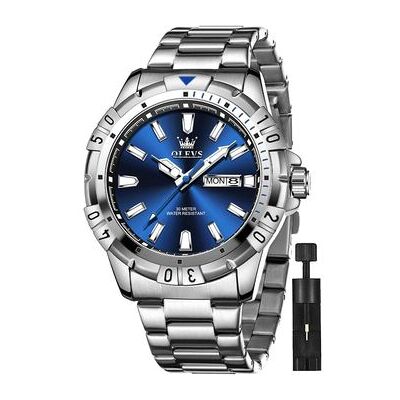 VEAXIN Reloj De Cuarzo Clásico Para Hombre Reloj Luminoso Con Esfera Grande Resistente Al Agua(azul Plateado) VEAXIN Reloj De Cuarzo Clásico Para Hombre Reloj Luminoso Con Esfera Grande Resistente Al Agua(azul Plateado)