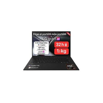 Portátil LG gram 14Z95U-G.AS55BN 14" WUXGA Ryzen AI 5 16GB 512GB SSD W11 Negro Carbón Portátil LG gram 14Z95U-G.AS55BN 14" WUXGA Ryzen AI 5 16GB 512GB SSD W11 Negro Carbón