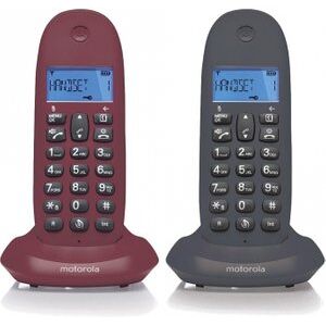 Teléfono Dect Motorola C1002 Duo - Gris y Granate