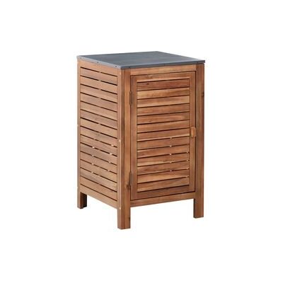 BELIANI Armario De Cocina Exterior De Madera De Acacia 1 Puerta 2 Estantes 50 X 50 X 83 Cm Encimera De Acero Marrón Brucoli BELIANI Armario De Cocina Exterior De Madera De Acacia 1 Puerta 2 Estantes 50 X 50 X 83 Cm Encimera De Acero Marrón Brucoli
