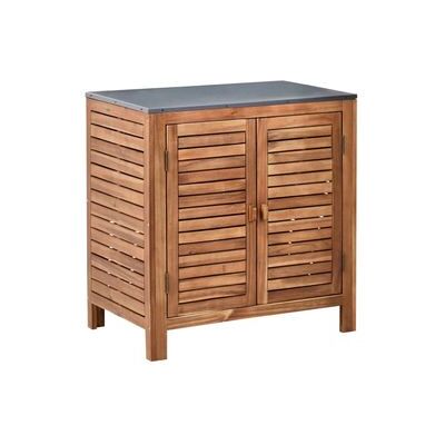 BELIANI Armario De Cocina Exterior De Madera De Acacia 2 Puertas 2 Estantes 80 X 50 X 83 Cm Encimera De Acero Marrón Brucoli BELIANI Armario De Cocina Exterior De Madera De Acacia 2 Puertas 2 Estantes 80 X 50 X 83 Cm Encimera De Acero Marrón Brucoli