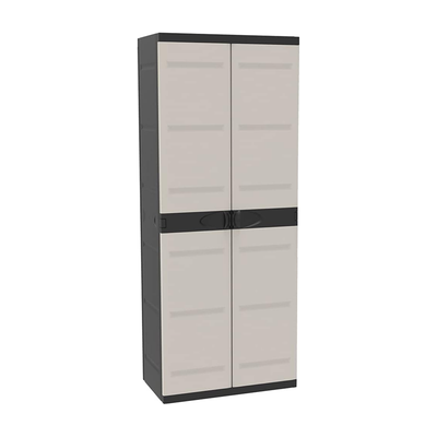 RECAMANIA Armario De Plástico, Beige Y Negro, 2 Puertas, 4 Baldas Regulables En Altura Medidas: 176x70x41 Cm RECAMANIA Armario De Plástico, Beige Y Negro, 2 Puertas, 4 Baldas Regulables En Altura Medidas: 176x70x41 Cm