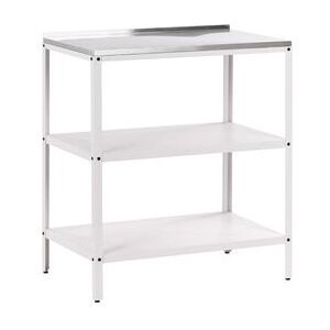 BELIANI Isla De Cocina De Jardín Exterior Con Estantes Y Encimera De Acero Inoxidable 80x50x92 Cm Blanco Vilama BELIANI Isla De Cocina De Jardín Exterior Con Estantes Y Encimera De Acero Inoxidable 80x50x92 Cm Blanco Vilama