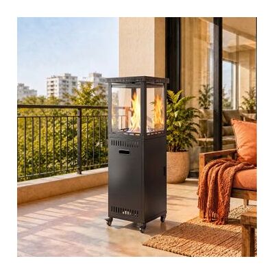 Estufa De Gas Exterior De Metal Vidrio 46x46x137 Cm-outsunny. Negro Estufa De Gas Exterior De Metal Vidrio 46x46x137 Cm-outsunny. Negro