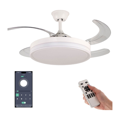 TODOLAMPARA.COM Ventilador De Techo Con Luz Led App Movil Facil Montaje En Techo Dc Led Atenuable Retractil 4 Aspas Blanco 107 D- Opción Sin Pitido, Temporizador, Control Invierno Verano, 3 Tonos, Modo Brisa, Bajo Consumo TODOLAMPARA.COM Ventilador De Techo Con Luz Led App Movil Facil Montaje En Techo Dc Led Atenuable Retractil 4 Aspas Blanco 107 D- Opción Sin Pitido, Temporizador, Control Invierno Verano, 3 Tonos, Modo Brisa, Bajo Consumo