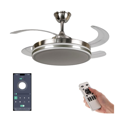 TODOLAMPARA.COM Ventilador De Techo Con Luz Led App Movil Facil Montaje En Techo Dc Led Atenuable Retractil 4 Aspas Níquel 107 D- Opción Sin Pitido, Temporizador, Control Invierno Verano, 3 Tonos, Modo Brisa, Bajo Consumo TODOLAMPARA.COM Ventilador De Techo Con Luz Led App Movil Facil Montaje En Techo Dc Led Atenuable Retractil 4 Aspas Níquel 107 D- Opción Sin Pitido, Temporizador, Control Invierno Verano, 3 Tonos, Modo Brisa, Bajo Consumo