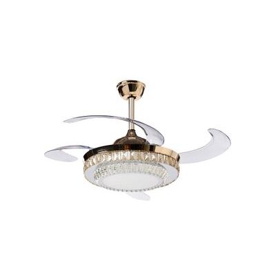 BELIANI Ventilador De Techo De Metal Dorado 63 Cm Cristal Acrílico Palas Plegables Ashley BELIANI Ventilador De Techo De Metal Dorado 63 Cm Cristal Acrílico Palas Plegables Ashley