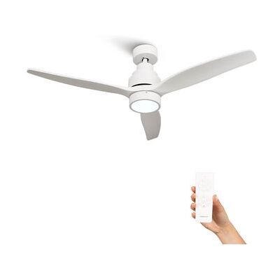 Mellerware Ventilador de techo con luz Brizy Bright White, Ø132 cm, motor DC 40W, LED regulable, 6 velocidades, mando a distancia, función verano/invierno Mellerware Ventilador de techo con luz Brizy Bright White, Ø132 cm, motor DC 40W, LED regulable, 6 velocidades, mando a distancia, función verano/invierno