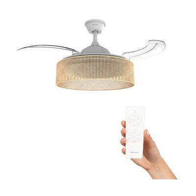 Mellerware Ventilador De Techo Retráctil Led Con Mando Brizy Bright Rattan Sand 30w 6 Velocidades, Silencioso, Temporizador, Verano/invierno Mellerware Ventilador De Techo Retráctil Led Con Mando Brizy Bright Rattan Sand 30w 6 Velocidades, Silencioso, Temporizador, Verano/invierno