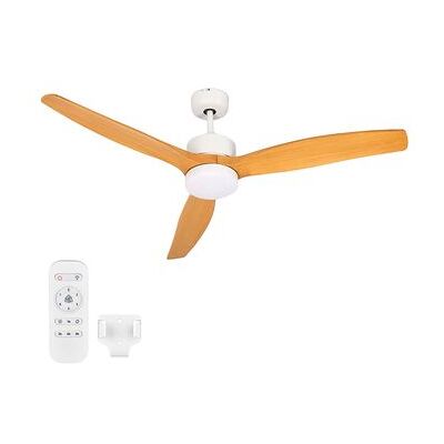 Dam Ventilador De Techo De 132 Cm Con Motor Dc De 40w, 3 Aspas Efecto Madera, Luz Led De 18w Y 6 Velocidades. Incluye Mando A Distancia Con Función Verano/invierno. 132x132x45 Cm. Color: Blanco Dam Ventilador De Techo De 132 Cm Con Motor Dc De 40w, 3 Aspas Efecto Madera, Luz Led De 18w Y 6 Velocidades. Incluye Mando A Distancia Con Función Verano/invierno. 132x132x45 Cm. Color: Blanco