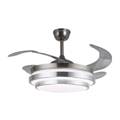 Interlusa Níquel Ventilador de Techo Selene Mini con Luz LED - 48W, Aspas Retráctiles Interlusa Níquel Ventilador de Techo Selene Mini con Luz LED - 48W, Aspas Retráctiles