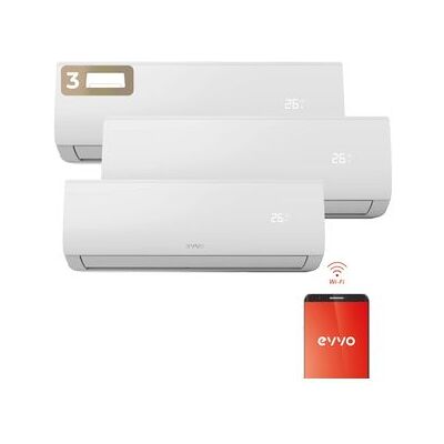 Aire Acondicionado Multi Split 3x1 Evvo Clima, 9000 9000 12000 Btu, Wifi, Inverter, Bomba Calor Aire Acondicionado Multi Split 3x1 Evvo Clima, 9000 9000 12000 Btu, Wifi, Inverter, Bomba Calor