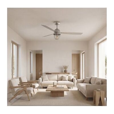 Ventilador de techo LED Mariner Satin Nickel con luz E27 de Netlighting Ventilador de techo LED Mariner Satin Nickel con luz E27 de Netlighting