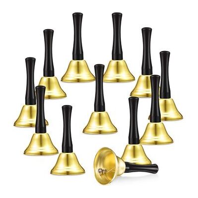 MMILAN STORE 12 Piezas Campanas De Mano De Metal Campanas De Llamada Campanas De Mano De Servicio Mango De Madera Negro Campanas De Mano De Metal Percusión Musical Para Escuelas (oro) MMILAN STORE 12 Piezas Campanas De Mano De Metal Campanas De Llamada Campanas De Mano De Servicio Mango De Madera Negro Campanas De Mano De Metal Percusión Musical Para Escuelas (oro)