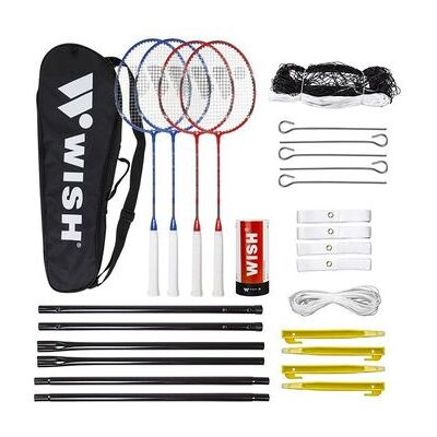 Wish Alumtec Conjunto de Bádminton - 4 Palas, 3 Ailerons, Red, Líneas Wish Alumtec Conjunto de Bádminton - 4 Palas, 3 Ailerons, Red, Líneas