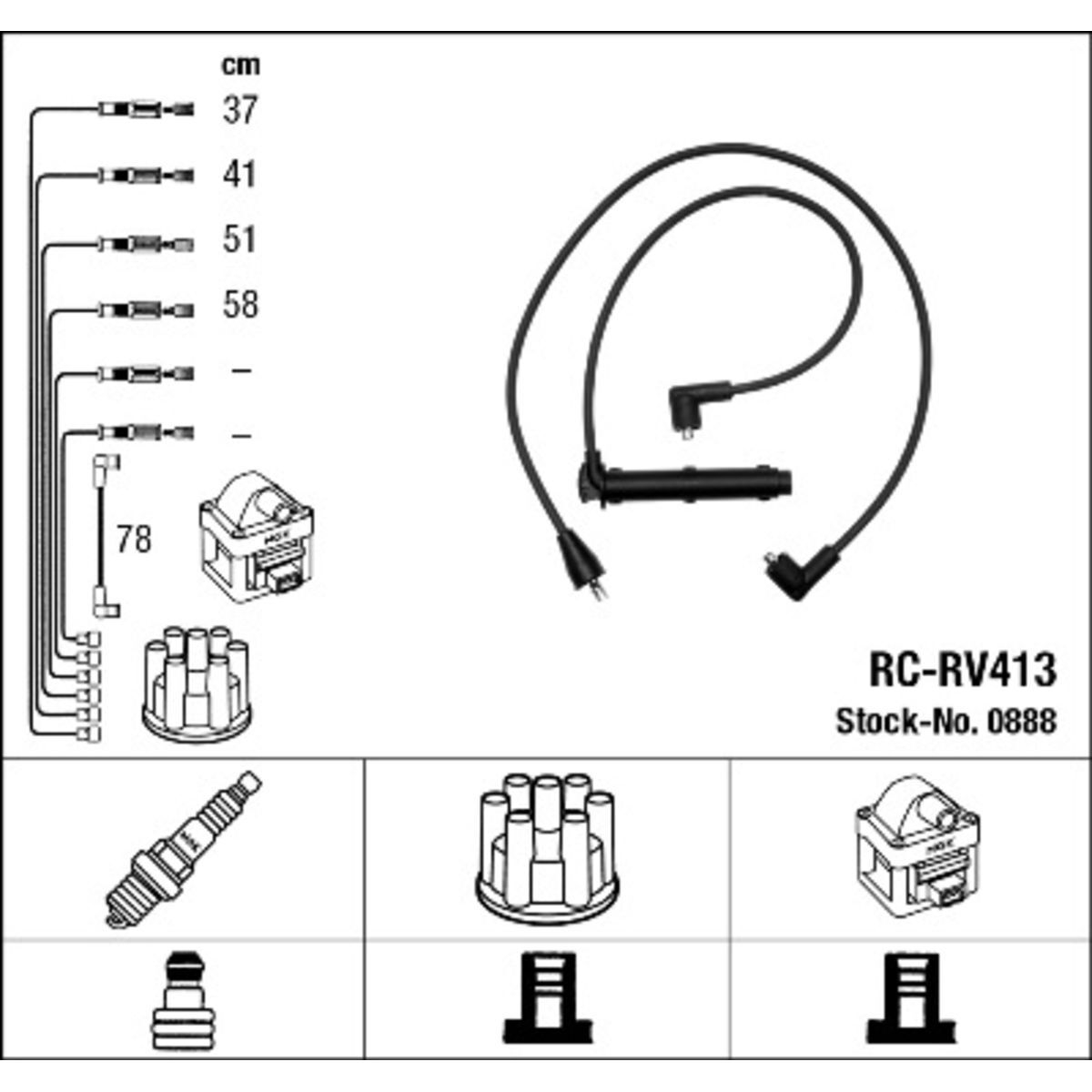 Juego de cables de encendido NGK 0888