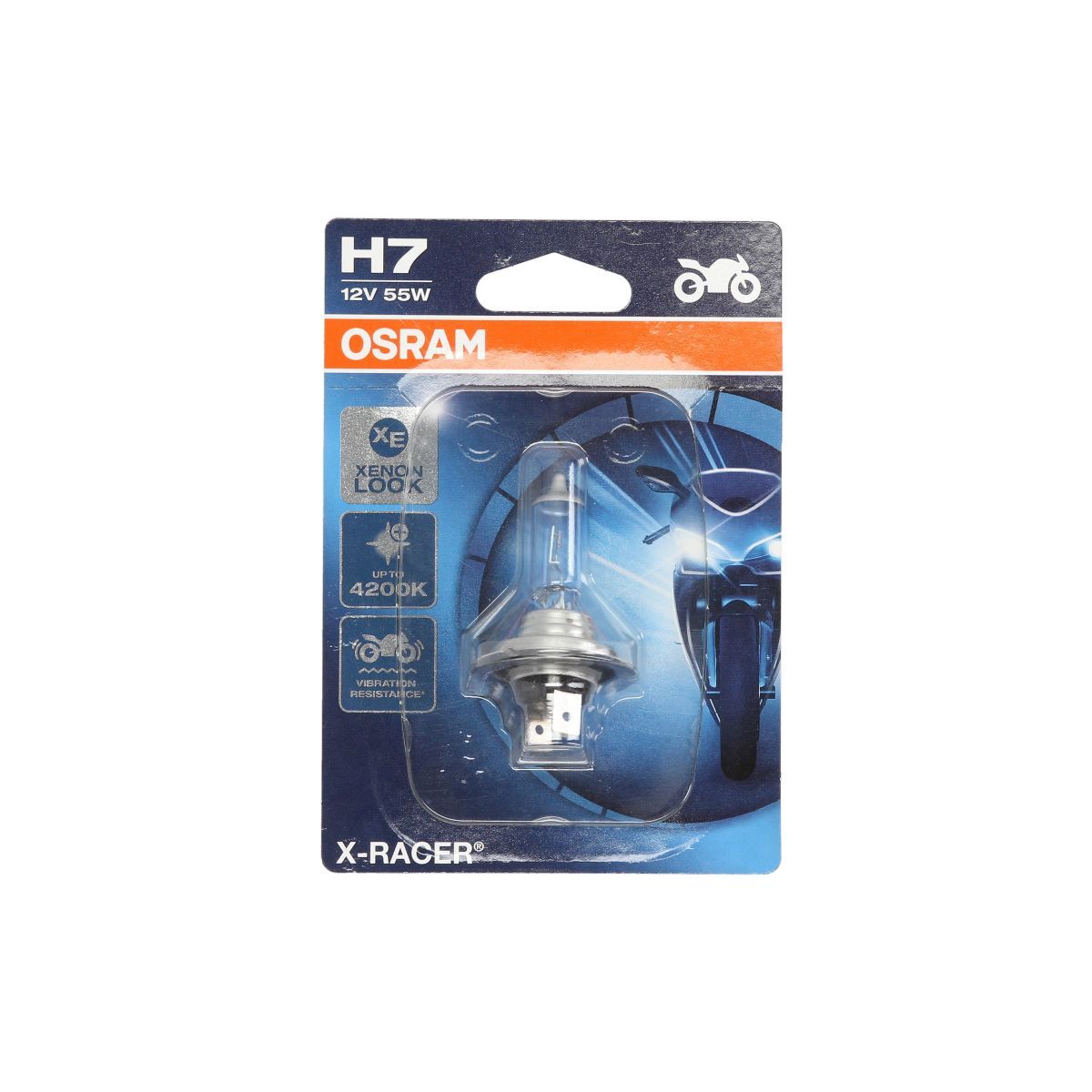 Lámpara incandescente halógena OSRAM H7 X-Racer MOTO 12V, 55W