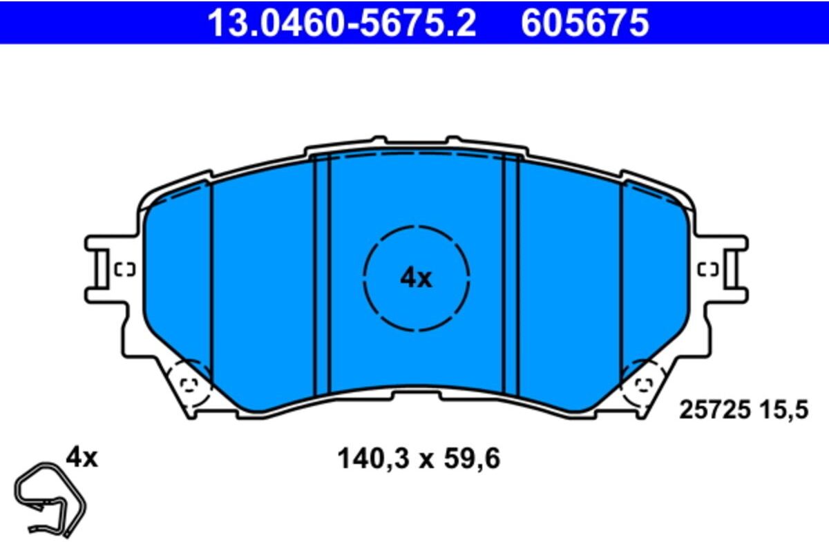 Juego de pastillas de freno ATE 13.0460-5675.2, Delantero