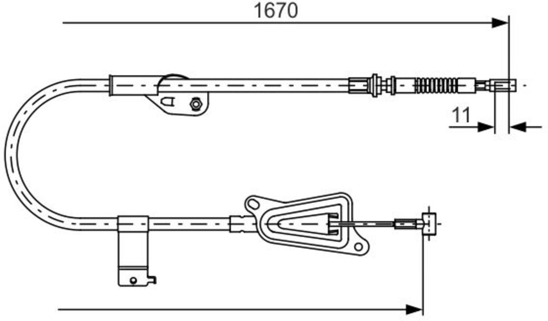 Cable, freno de estacionamiento BOSCH 1 987 477 943, Derecha